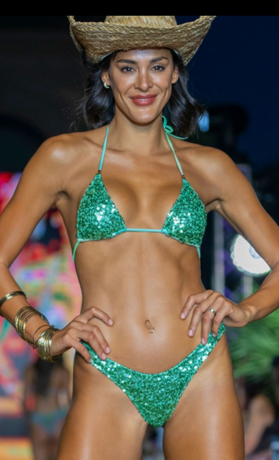 Load image into Gallery viewer, Triangle Padded Bikini Slip Sequins
