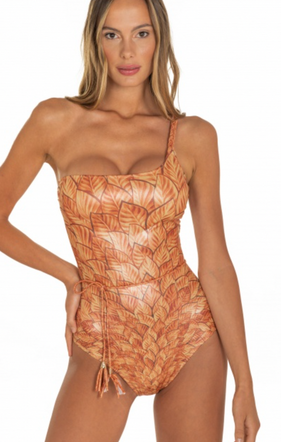 Load image into Gallery viewer, One-Shoulder One-piece Swimsuit Leaflets
