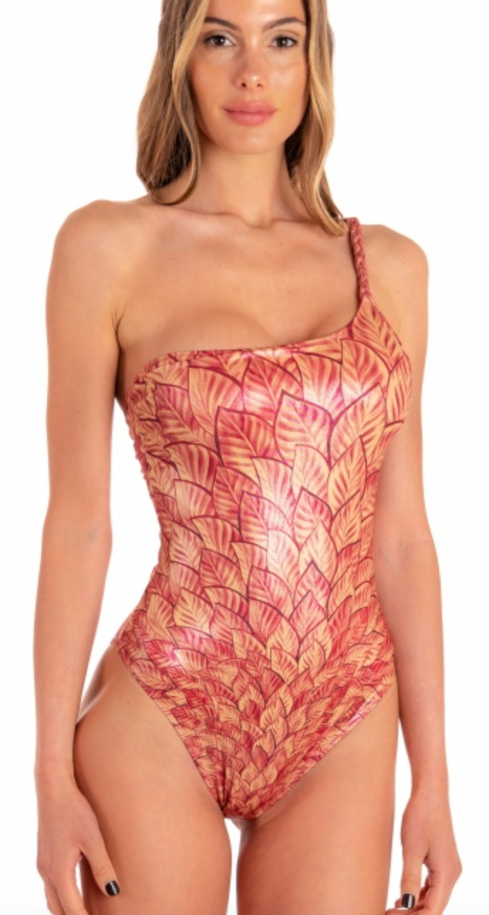 Load image into Gallery viewer, One-Shoulder One-piece Swimsuit Leaflets
