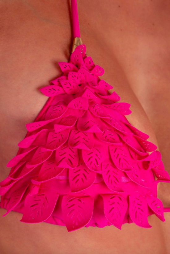Cargar imagen en el visor de la galería, Bikini Triangle Padded Brazilian Briefs Laser Leaves Solid Color
